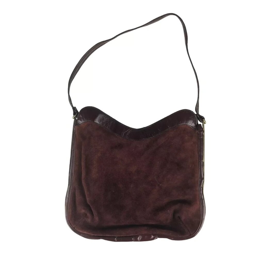 Letisse Womens Burgandy‎ Leather Inner Zip Pockets Snap Shoulder Strap Bag